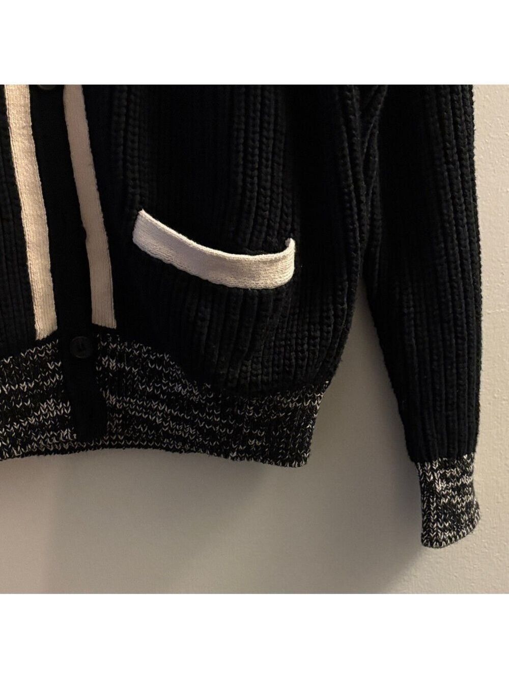 J. Crew Black Cardigan with Cream Trim - Picture 3 of 4